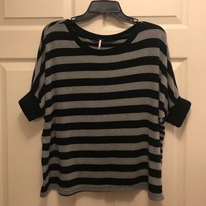 Poof! Gray and black striped top